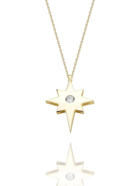 Kutup Yıldızı  Çok Şık 14 Ayar Altın Kolye