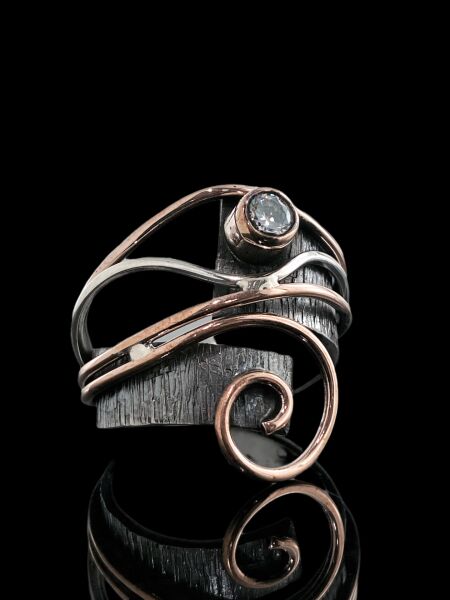 Telkari El İşçiliği Zirkon Özel Tasarım 925 Gümüş Yüzük