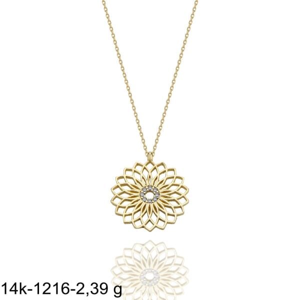 Evren Farklı Tasarım Çok Şık 14 Ayar Altın Kolye