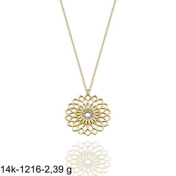 Evren Farklı Tasarım Çok Şık 14 Ayar Altın Kolye