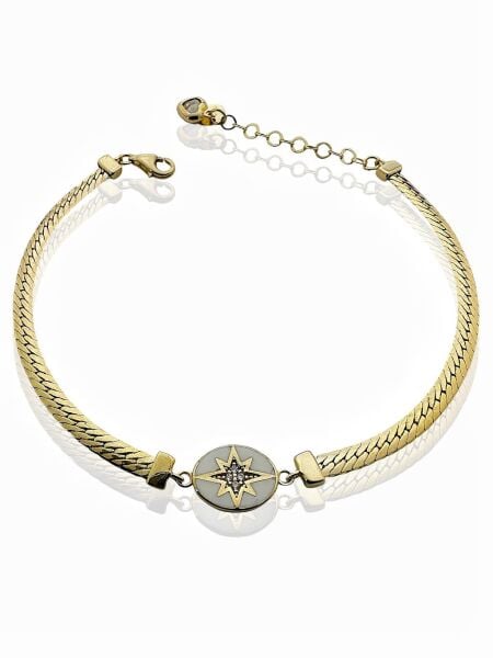 Balık Sırtı Ezme Zincir Kutup Yıldızı 8 Ayar Altın Bileklik