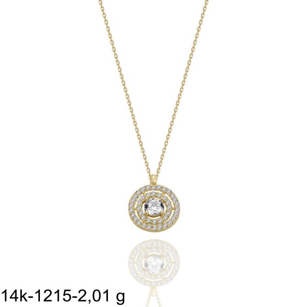 Lava Model Tek Taş Çok Şık 14 Ayar Altın Kolye