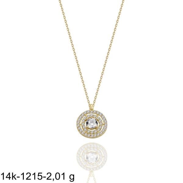 Lava Model Tek Taş Çok Şık 14 Ayar Altın Kolye