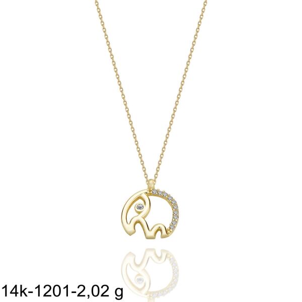 Minik Fil Yavrusu Özel Tasarım Çok Şık 14 Ayar Altın Kolye