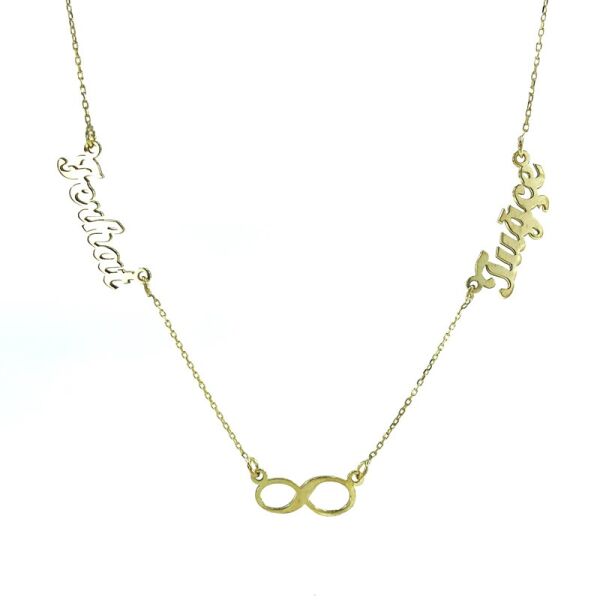 Sonsuzluk 2 İki İsimli altın Renk 925 Gümüş Kolye