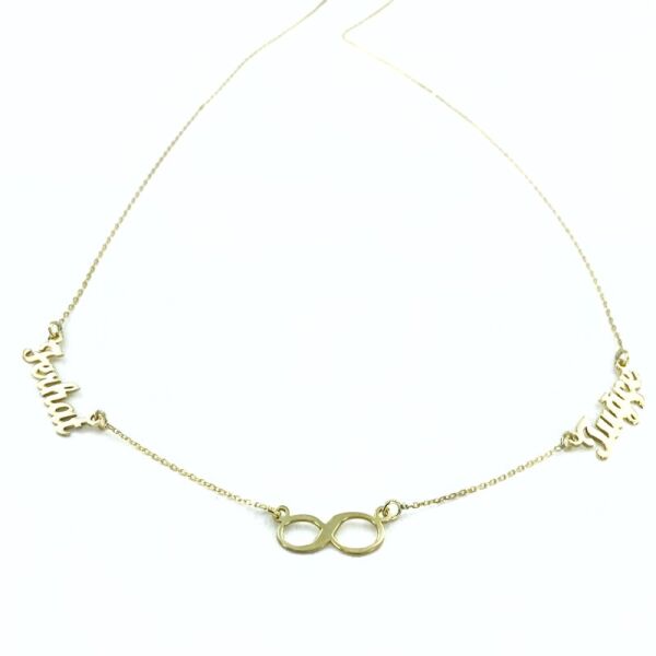 Sonsuzluk 2 İki İsimli altın Renk 925 Gümüş Kolye