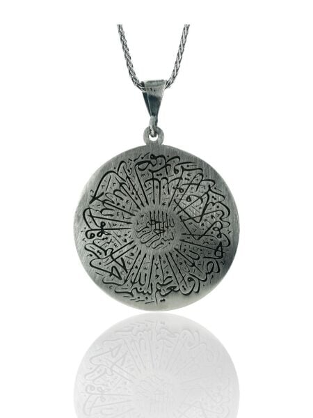 Mührü Süleyman Davut Yıldızı Fatiha Suresi Madalyon 925 Gümüş Kolye