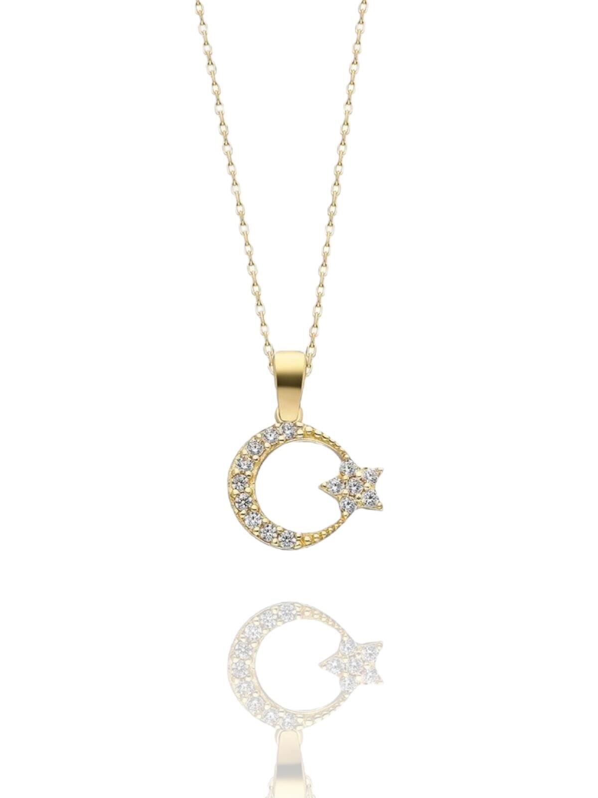 Minik Ayyıldız Çok Şık 14 Ayar Altın Kolye