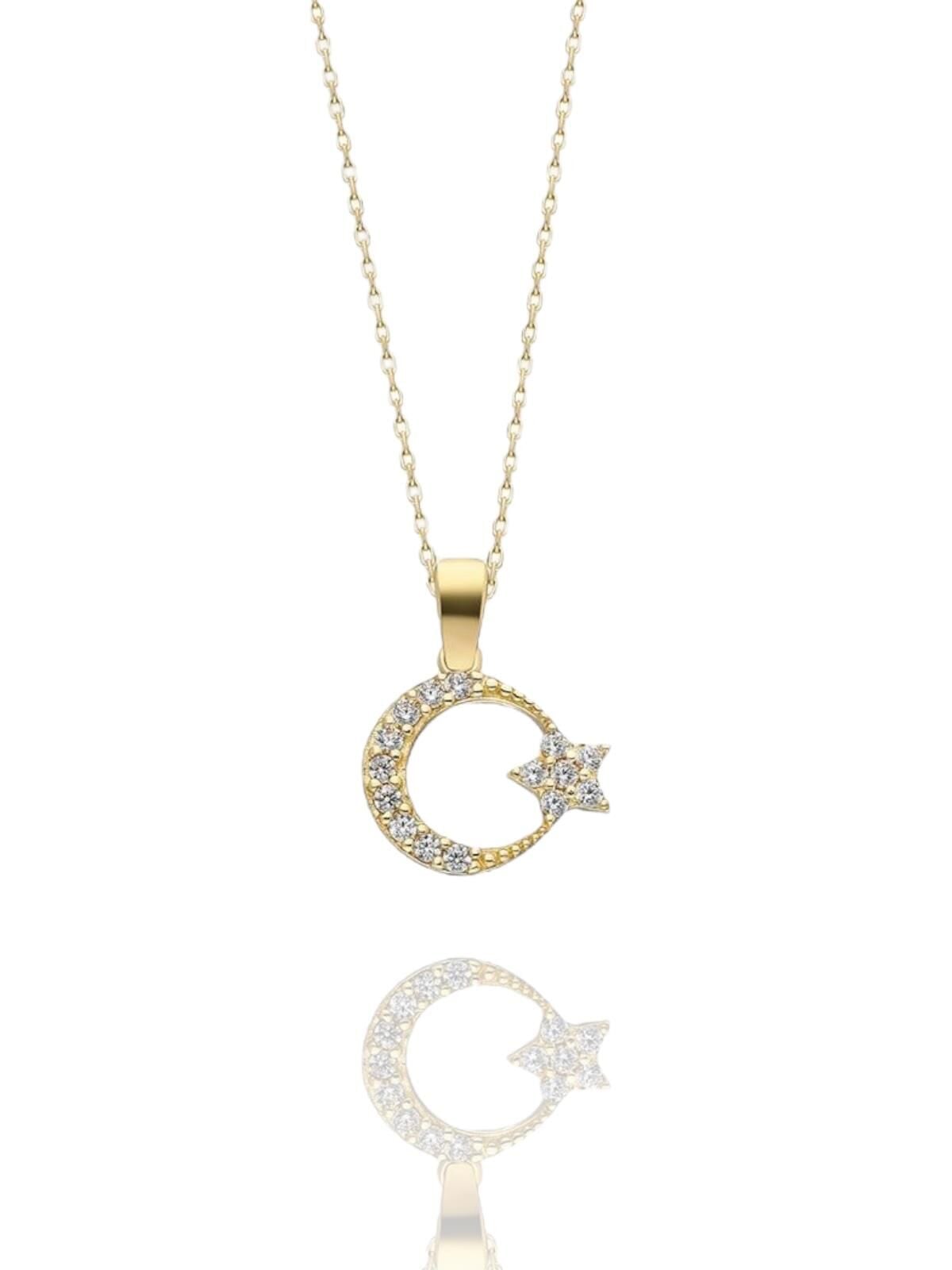 Minik Ayyıldız Çok Şık 14 Ayar Altın Kolye