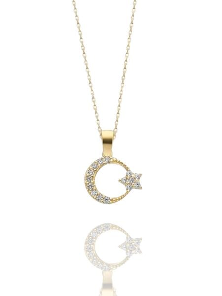 Minik Ayyıldız Çok Şık 14 Ayar Altın Kolye