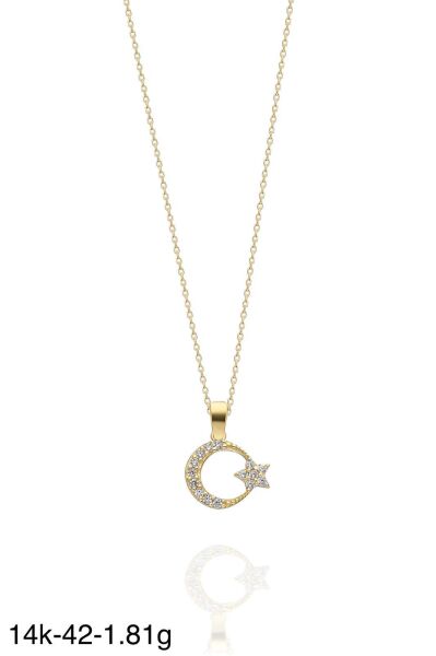 Minik Ayyıldız Çok Şık 14 Ayar Altın Kolye