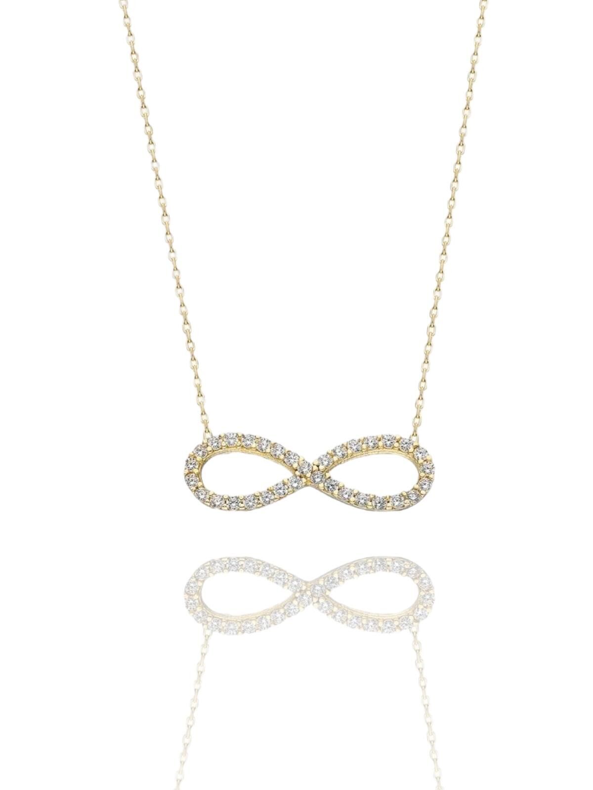 Klasik Sonsuzluk Çok Şık 14 Ayar Altın Kolye