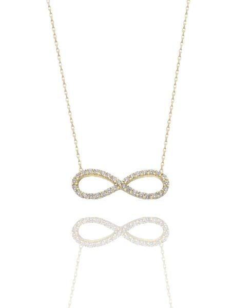 Klasik Sonsuzluk Çok Şık 14 Ayar Altın Kolye