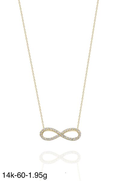 Klasik Sonsuzluk Çok Şık 14 Ayar Altın Kolye
