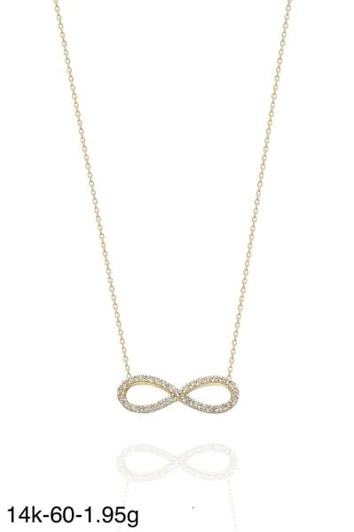 Klasik Sonsuzluk Çok Şık 14 Ayar Altın Kolye