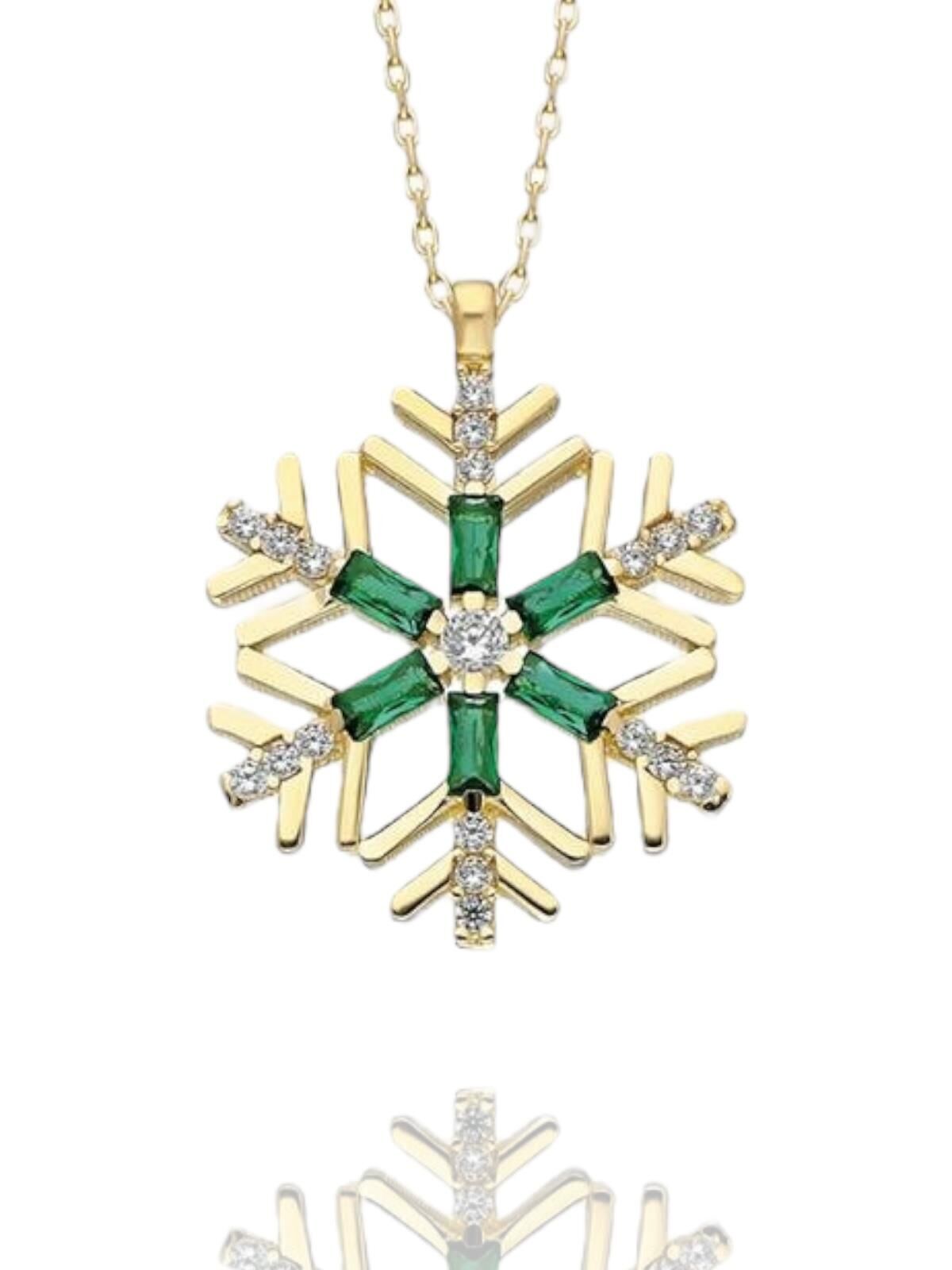 Zümrüt Baget Taş Özel Tasarım Kartanesi 14 Ayar Altın Kolye