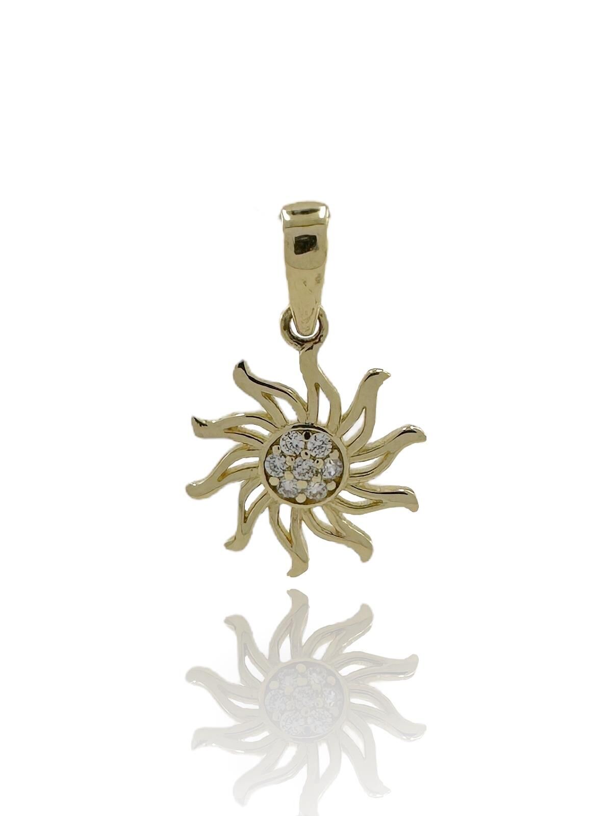 14 Ayar Altın Minik Güneş Kolye Ucu Charm