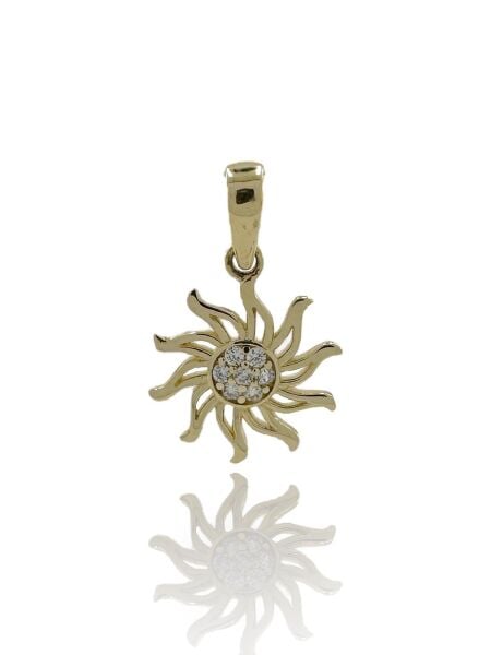 14 Ayar Altın Minik Güneş Kolye Ucu Charm