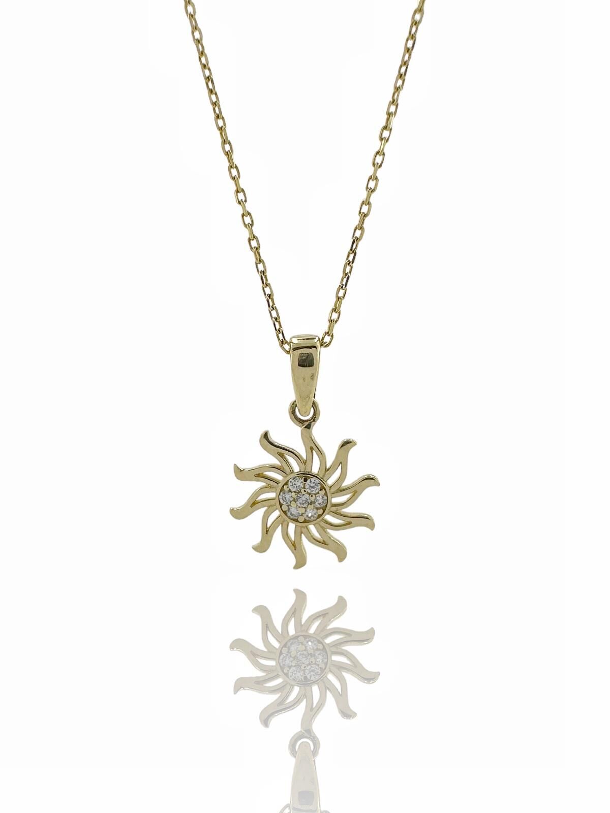 Minik Güneş Figür Altın Kolye 14 Ayar