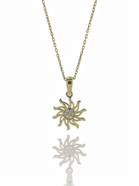 Minik Güneş Figür Altın Kolye 14 Ayar