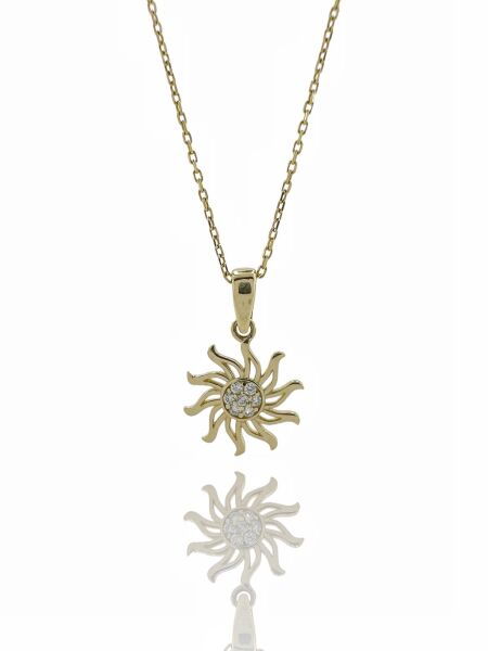 Minik Güneş Figür Altın Kolye 14 Ayar