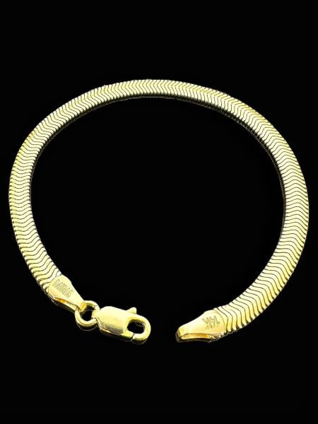 Balık Sırtı Ezme İtalyan 5 mm 14 Ayar Altın Bileklik