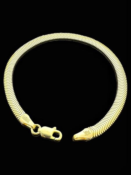 Balık Sırtı Ezme İtalyan 5 mm 14 Ayar Altın Bileklik