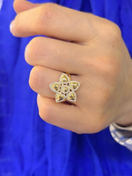 8 Ayar Altın Çiçek Model Özel Tasarım Yüzük