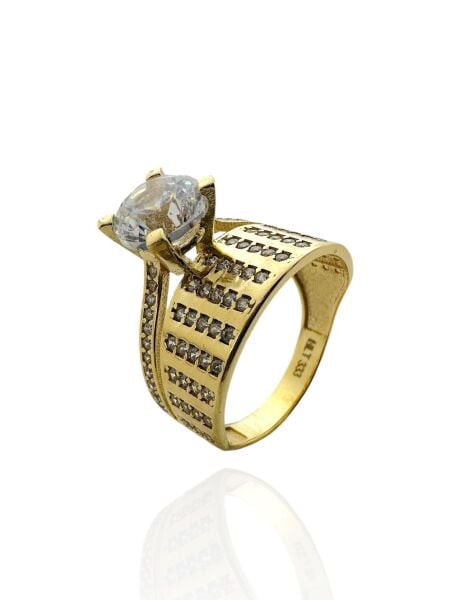 Alyans Tektaş İkili Günlük 8 Ayar Altın Yüzük