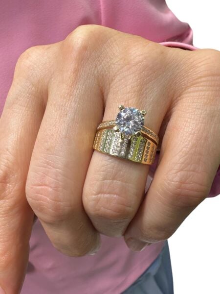 Alyans Tektaş İkili Günlük 8 Ayar Altın Yüzük