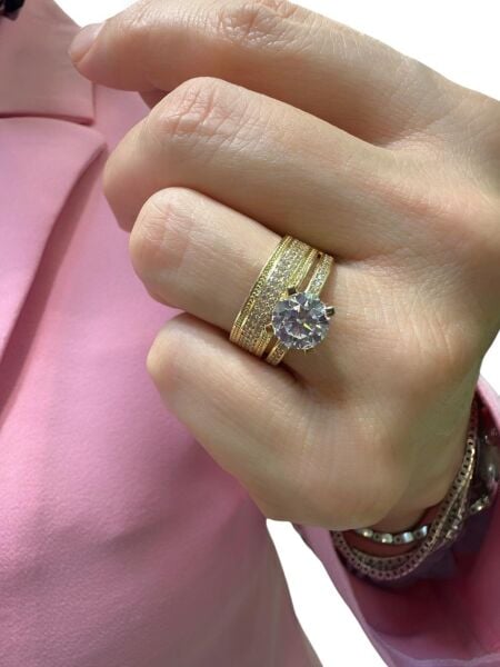 Twin Tektaş Alyans İkili Günlük 8 Ayar Altın Yüzük