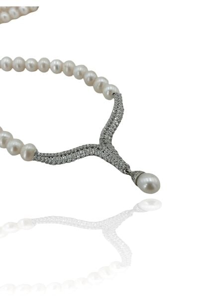 Yeni Altın Modeli Üst Kalite İnci Gerdanlık 925 Gümüş Kolye