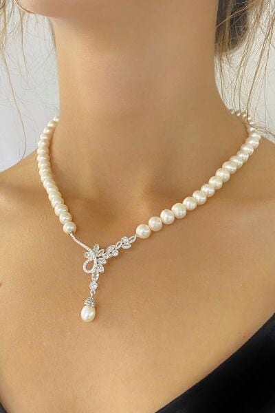 Yeni Model Üst Kalite İnci Gerdanlık 925 Gümüş Kolye