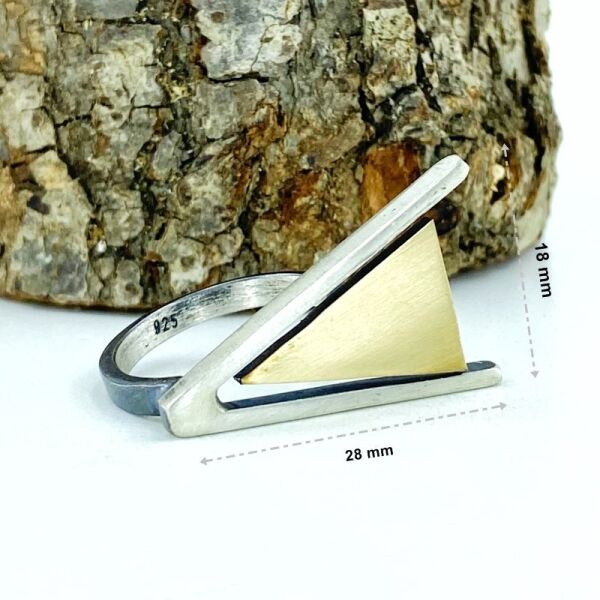 Üst Kalite El Üretim Üçgen Özel Tasarım Marjinal 925 Gümüş Yüzük