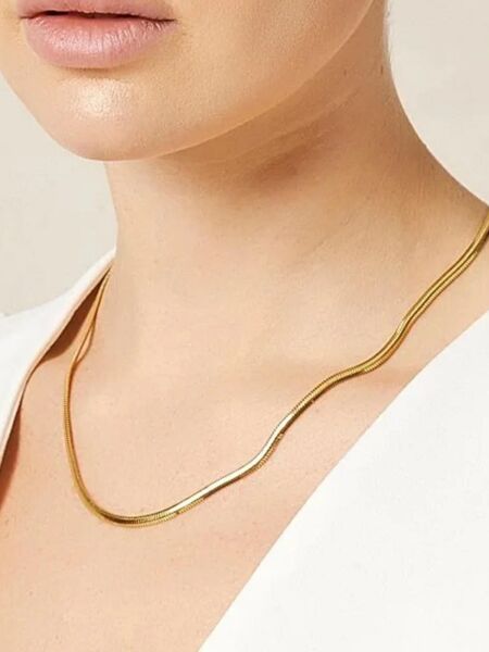 3.5 mm Kalın Balık Sırtı Ezme Zincir 14 Ayar Altın Kolye