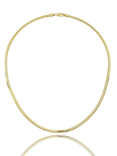 3.5 mm Kalın Balık Sırtı Ezme Zincir 14 Ayar Altın Kolye 45 cm