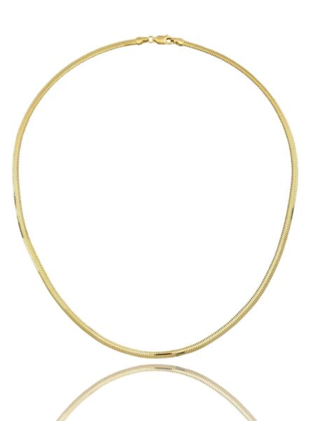 3.5 mm Kalın Balık Sırtı Ezme Zincir 14 Ayar Altın Kolye 55 cm
