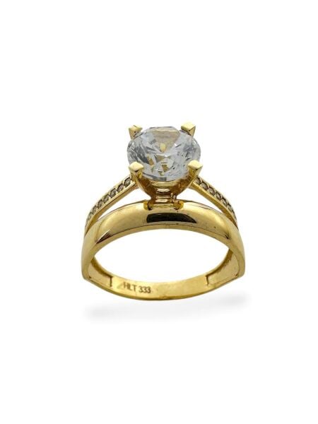 Tektaş Düz Bombe Alyans İkili Kombin Günlük 8 Ayar Altın Yüzük