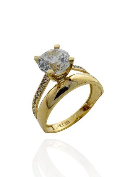 Tektaş Düz Bombe Alyans İkili Kombin Günlük 8 Ayar Altın Yüzük