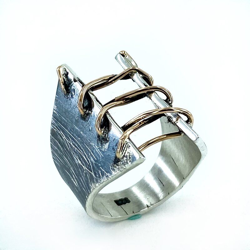 El Üretim Dikiş Özel Tasarım Marjinal Otantik 925 Gümüş Yüzük