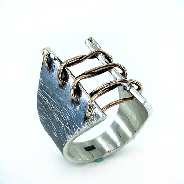 El Üretim Dikiş Özel Tasarım Marjinal Otantik 925 Gümüş Yüzük