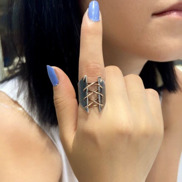 El Üretim Dikiş Özel Tasarım Marjinal Otantik 925 Gümüş Yüzük