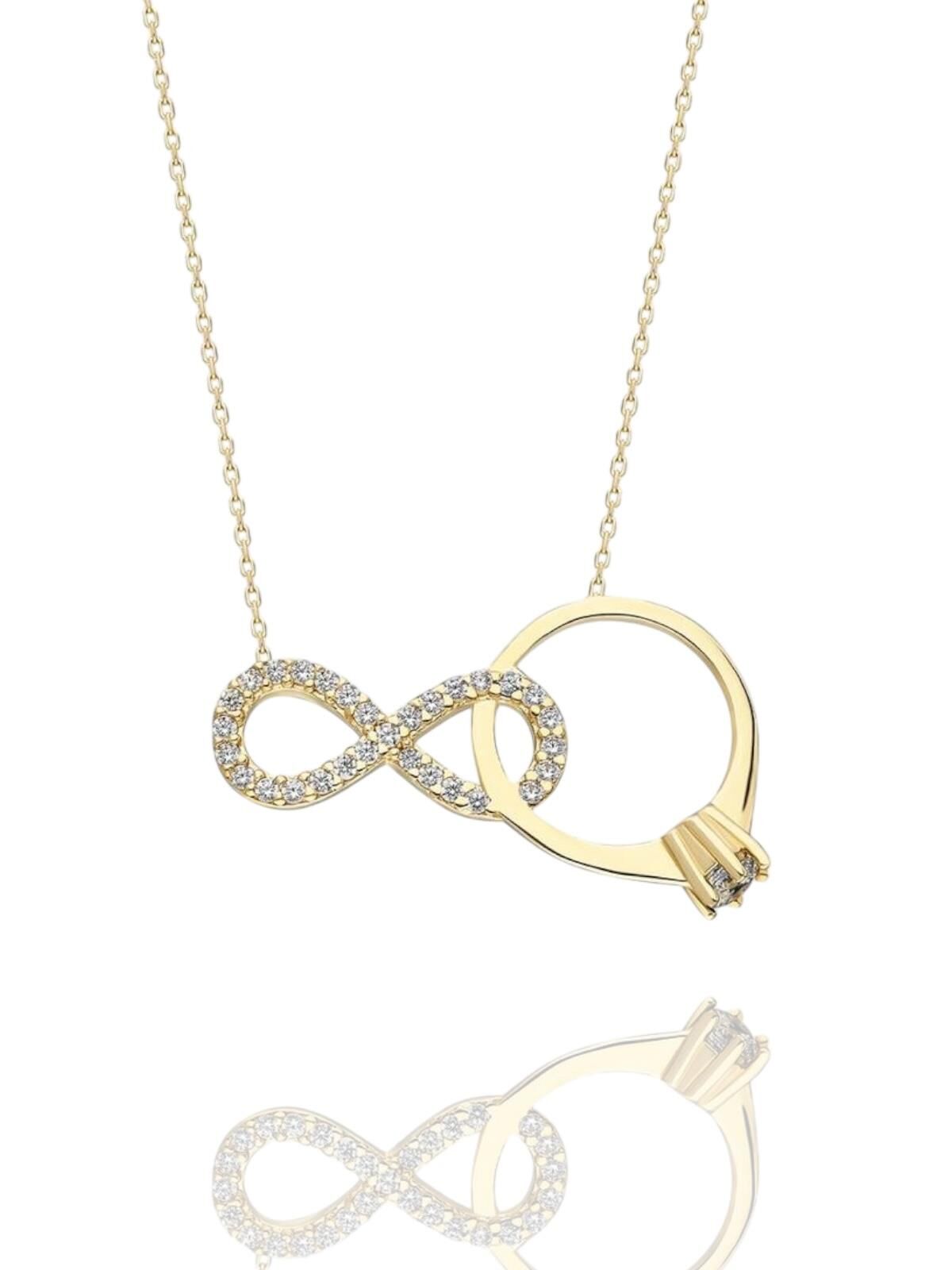 Tektaş ve Kalp Özel Tasarım 14 Ayar Altın Kolye