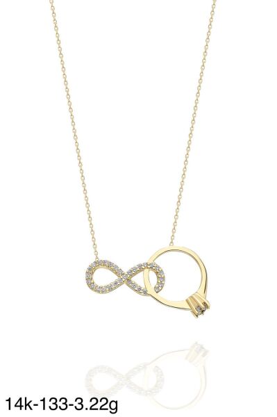 Tektaş ve Kalp Özel Tasarım 14 Ayar Altın Kolye