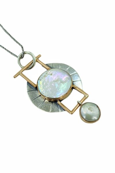 Doğal Sedef inci El Üretim Tasarım Otantik 925 Gümüş Kolye