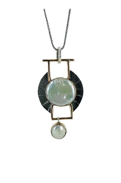 Doğal Sedef inci El Üretim Tasarım Otantik 925 Gümüş Kolye