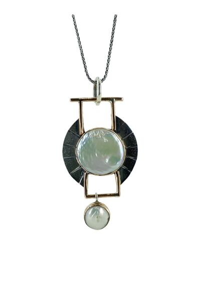 Doğal Sedef inci El Üretim Tasarım Otantik 925 Gümüş Kolye