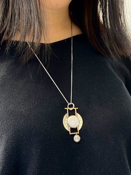 Doğal Sedef inci El Üretim Tasarım Otantik 925 Gümüş Kolye