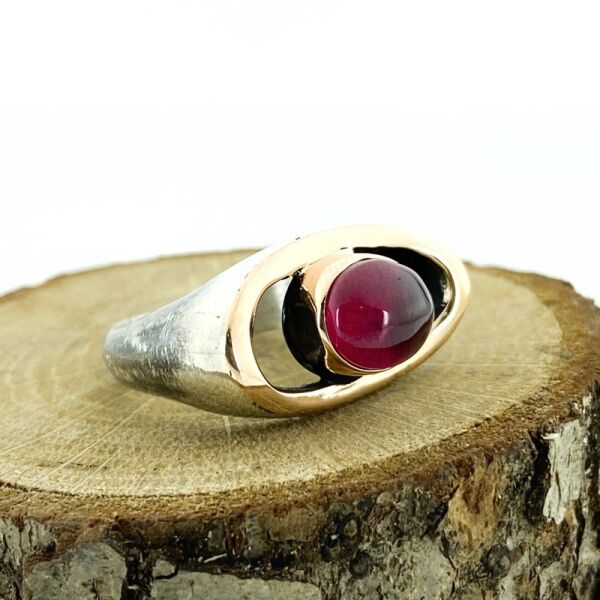 Lal Garnet Granat Taş El Üretim Üst Kalite Otantik 925 Gümüş Yüzük