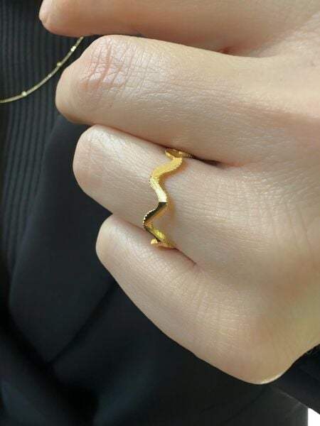 22 Ayar Altın Zikzak Ajda 2 mm Çok Şık Alyans Yüzük